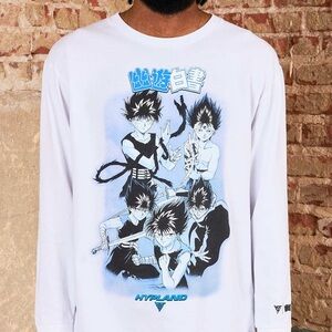 Hypland YYH HIEI Anime Long Sleeve Shirt White-Medium-100% Cotton, EUC